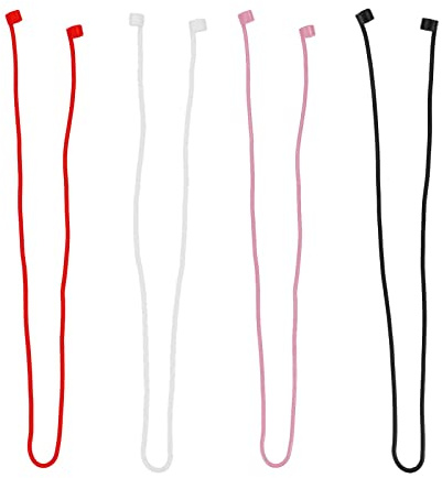 LAMXD 4Pcs Anti-Lost Straps, Sport Earbud Lanyard Soft Silicone Anti-Lost Straps for Wireless Earphone (Black, White, Blue)