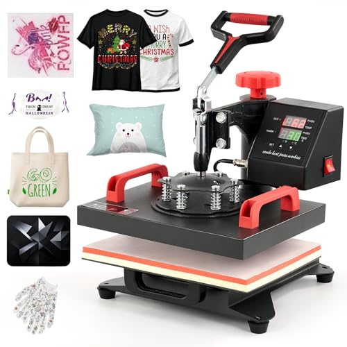 CREWORKS 30 X 25CM Pressa a Caldo Pressa di Calore Macchina per Sublimazione Digitale Rotazione a 360 Gradi Pressa a Caldo per Magliette Cappellini T-Shirt e Tazze