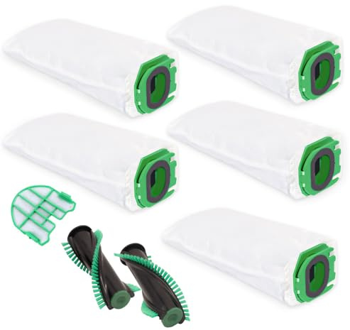 PRIMEBAG 5 Motorschutzfilter passend für Vorwerk VB100 EBB100 Elektrobürste | 5 Rundbürsten, Akkustaubsauger Beutel Vlies