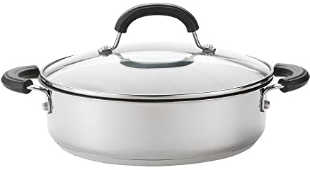 Circulon Total Antihaft-Sautépfanne mit Deckel, 30 cm, induktionsgeeignet, Edelstahl-Sautépfanne mit Deckel aus gehärtetem Glas, langlebig, ofen- und spülmaschinenfest, Kochgeschirr