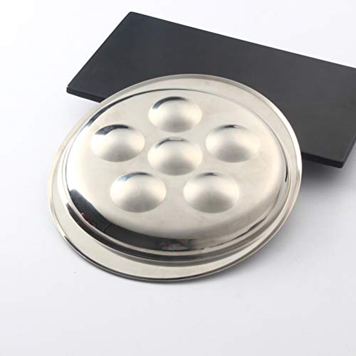 Fdit 1 Set Schneckenschale 6 Löcher Schneckenschneckenteller aus Edelstahl mit Schneckenzange und Schneckengabel für Küchenrestaurant