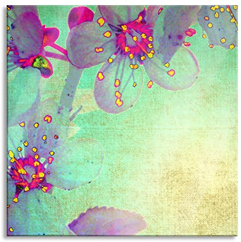 Pixxprint Glasbild, Wandbild auf Echtglas, Durchsichtige Lila Blätter, 60x60 cm, inkl. Aufhängung und Abstandshalter