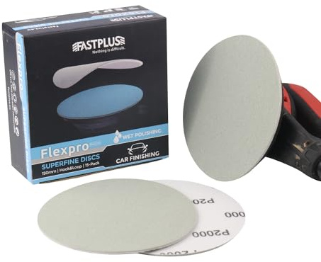 FASTPLUS 150mm P2000 Foam Sanding Discs Hook & Loop Abrasive Pads | 6 Inch 15 Pack Soft Foam Backing Fine Finishing Discs for Random Orbital Sander Automotive Paint and Polishing