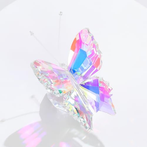 Qianwei Kristall-Schmetterlings-Geschenke für Frauen, AB-Farbe, handgefertigter Schmetterling, Glastiere, Sammelfiguren, Kristall, Büro, Schreibtisch, Tisch, Heimdekoration, Briefbeschwerer