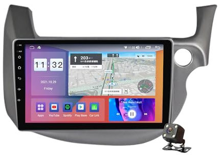 PLOKM Doble DIN Android 12 Autoradio Car Stereo Head Unit para Jazz 2007-2014 Soporte WiFi Bluetooth FM USB DSP RDS Dab+ Radio Compatible con Carplay inalámbrico y Android Auto con Cable.