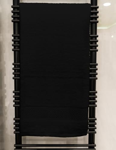 Jenny Sesal Asciugamano da bagno grande tinta unita, telo bagno, 90x140 cm. Con spugna proveniente dal Portogallo (Nero)