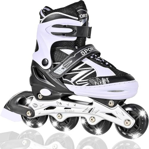 DUZSKJ Verstellbare Kinder-Inline-Skates für Jungen und Mädchen, Outdoor-Kinder-Rollschuhe für Mädchen und Jungen
