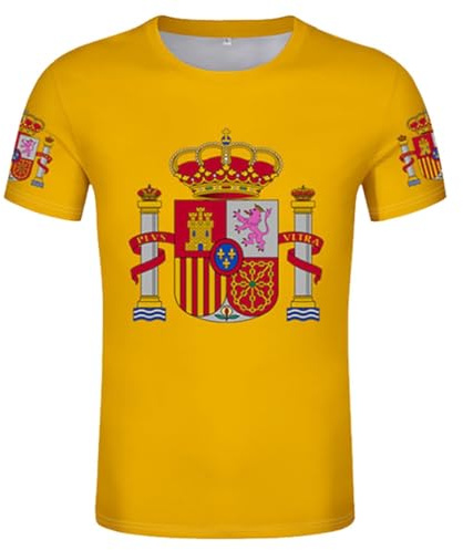 YuanDiann 2024 Europea Calcio Coppa Magliette Spagna Tifosi Fare Il Tifo Sport Casual Uomo Donna Bambini Bandiera Nazionale Stampa Manica Corta Girocollo Asciugatura Veloce Traspirante T Shirt 2# M