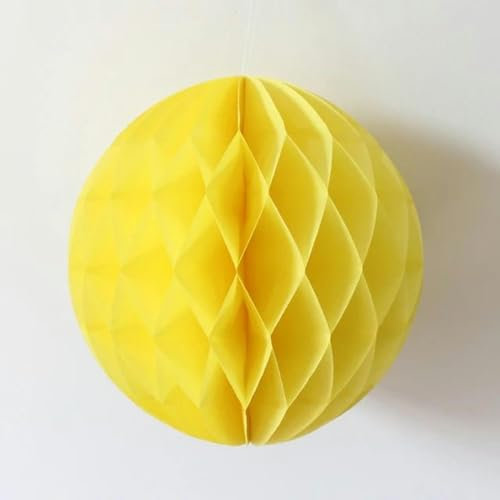 10/15/20/25/30 cm Wabenball-Papierblume für Hochzeit, Geburtstag, Party, Dekoration, DIY, hängende Papierbälle, gelb, 12 Zoll, 30 cm