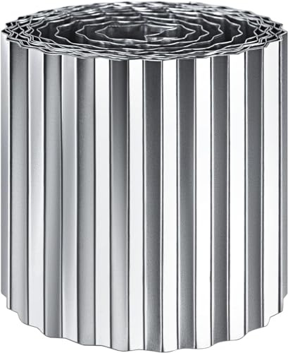 Meyoppm Borde de jardín corrugado de 12 pulgadas x 20 pies, bordes de metal resistentes para jardín, bordes de metal para paisajismo, bordes de jardín de metal para césped, bordes y macizos de flores