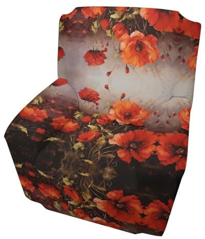 YKUDBN Sofabezug, Ölgemälde, roter Blumendruck, Couchbezug, Möbelschutz, Einzel-Sofabezug, Sofa-Schonbezug, Couch-Schonbezug