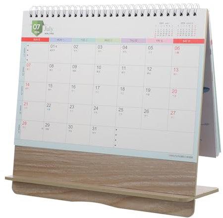 BCOATH 2024 Desktop-kalender 2024 Monatlicher Stehtischkalender Aus Holz Für Zuhause Und Büro