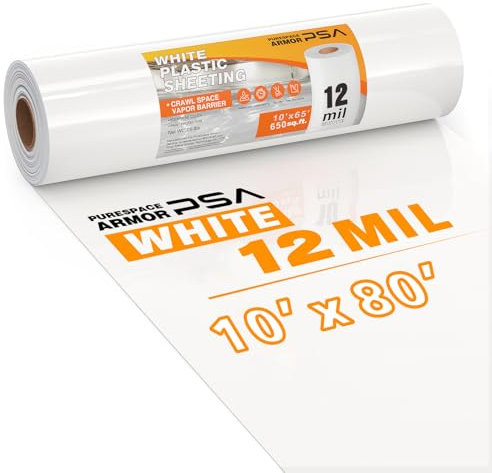 Crawl Space Dampfsperre, 12 mm, 3 m x 2,3 m, weiße robuste Kunststofffolie, dicke Polyethylenfolie, 12 mm Crawlspace Liner, Falltuch Dampfsperre Abdeckung für Krabbelraum und Keller
