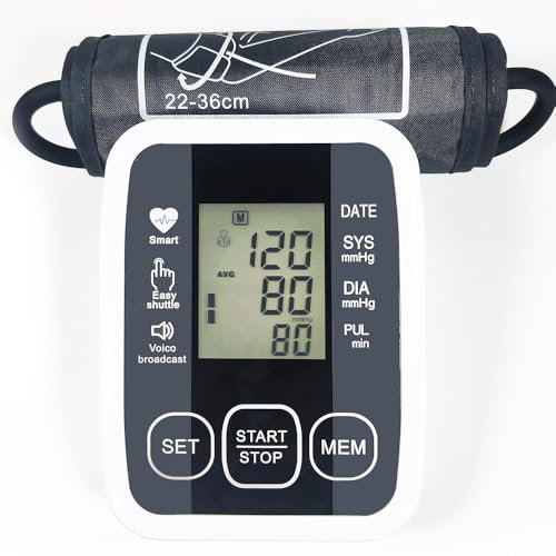 Tensiómetro de Brazo Digital - Monitor de Presión Arterial con Brazalete Grande Ajustable (22-36 cm), Detección de Arritmias y 2x99 Juegos de Memoria para Uso Doméstico