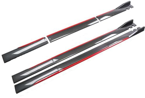 BSWNSJZT Auto Seitenschweller für 300c 2004-2011, Auto Kohlefaser Seitenschweller Verlängerungskörper-Schürzen Kit Zubehör,2.2m Red