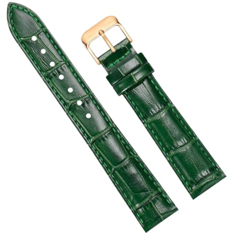 Grünes Echtleder-Uhrenarmband für Herren und Damen, Uhrenkette mit Dornschließe, 10-20mm, Farbe 21, 10 mm