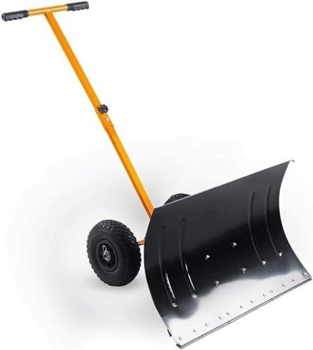 Pala quitanieves, Pala quitanieves rodante con Ruedas de 10 Pulgadas, 29 x 19 con Mango Ajustable, Herramienta de Empuje Manual para Quitar la Nieve del pavimento para Limpiar carriles, ca