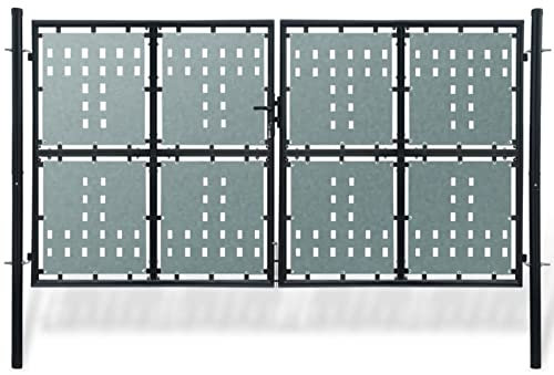 Juroupi Black Double Door Fence Gate 300 x 250 cm,Fence Gate,Fence Gate Garden,Privacy Security,Fencing & Barriers Gate-141695