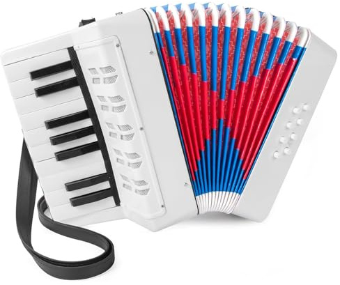 Akkordeon，Ziehharmonika，17 Tasten 8 Bass mit Verstellbarem Gurt，Leicht und Umweltfreundlich，Geeignet für Anfänger
