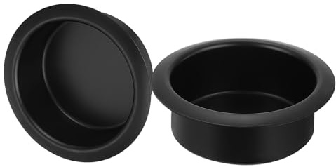 sourcing map 2 Pcs Aluminum Drop-in Cup, 1.34 x 4.02 Drink Can Holder Poker Table Cup Holder Insert for Sofa Boat Car Marine, Black