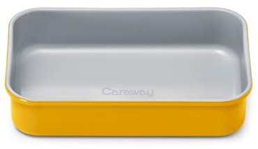 Caraway Molde rectangular pequeño antiadherente de 9 x 6.5 pulgadas, no tóxico, libre de PTFE y PFOA, núcleo de acero aluminizado, sartén profunda de cerámica para cazuelas, lasaña y más, caléndula