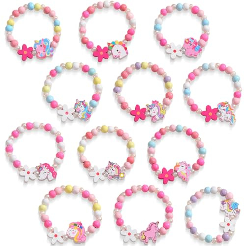 12 st vänskapsarmband med enhörning, fina presenter för flickors födelsedag, handgjorda färgglada armband, perfekt för fester och minnen