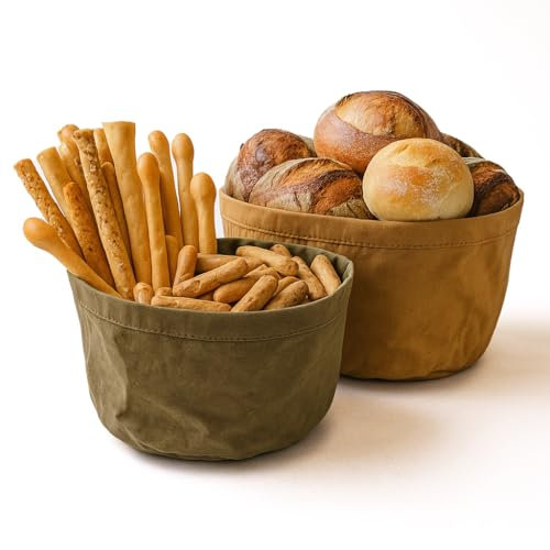 MGE - Set 2 Cestini per il Pane in Cellulosa - Sacchetti per Pane Salvafreschezza - Portagrissini - Contenitore Multiuso per Cucina e Tavola - Sacchetto Portapane - 20 cm