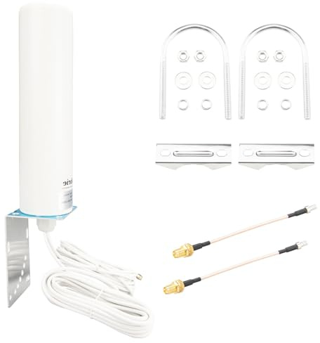 Boobrie 5G 4G LTE Antenna High Gain 10dBi Outdoor Antenna 698-2700 3300-3800MHZ Omni-Directional SMA Male 16.4Ft Low Loss Cable TS9 Adapter for 4G LTE 5G Router CPE Modem Gateway Security Camera