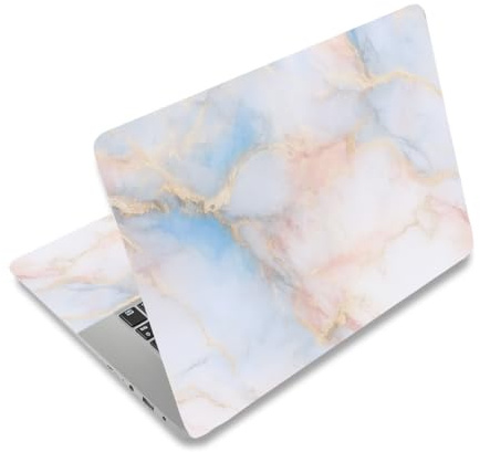PLIGREAT 15 Inch Laptop Skin Stickers Cutable Universal Size Fits 12 13 13.3 14 Laptop Removable Waterproof Notebook Art Decals PC Protector Cover Sticker, Light Marble