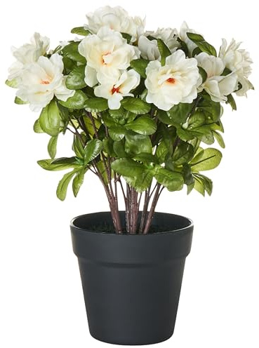Beliani Artificial Potted Plant Indoor Plastic Decoration Rhododendron with White Flowers Novella