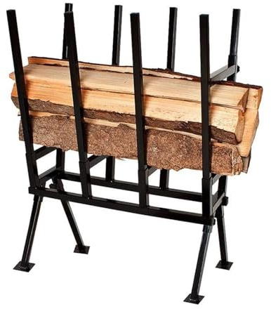 LILIIN Sågbock i metall, 400 kg, justerbar höjd med låsfäste för motorsåg och ved, stål-trästativ, väderbeständigt 77 x 53 x 102 cm, svart