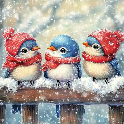 20 Servietten Winter Niedliches Vogel-Trio im Winter als Tischdeko. Papierservietten mit Motiv für Weihnachten Vögel Tiere Wintervögel. Auch für Decoupage und Serviettentechnik 33x33cm