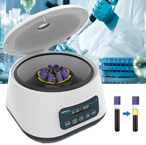 ZYFBD Centrifugeuse de banc pour la pratique médicale – Capacité de 8 x 2 ml/5 ml/10 ml/15 ml, faible vitesse 500-5000 tr/min, max 2683 x g RCF, idéale pour le test sanguin/sérum/plasma/graisse