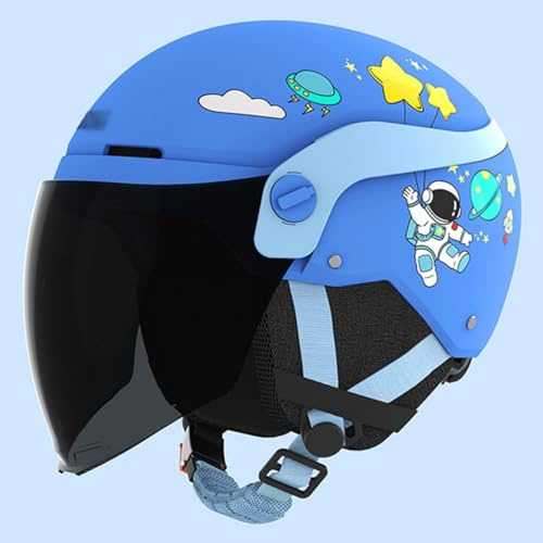 Scooter Helmet, Children's Motorcycle Crash Helmet with Sun Visor for 3-12 Years Old Boys and Girls, Kids Motorbike Jet Helmet, Moped Helmet ECE 22.06 Approved F,50-62cm