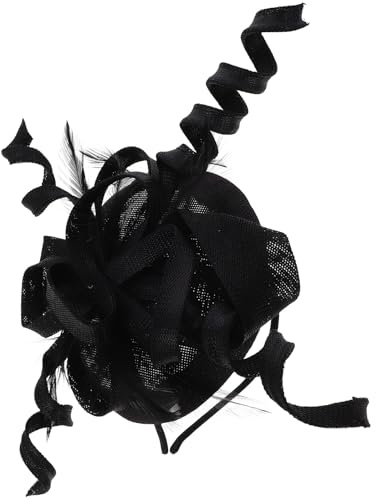 ULTECHNOVO Fascinator da Donna Copricapo a Spirale Misto Lino Nero Decorazione Piumata Elegante per Tea Party Ricevimenti e Matrimoni