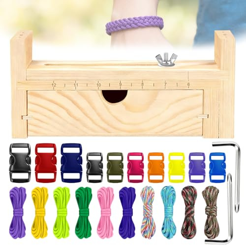 Paracord Jig Armband Maker Set, mit 10 Fallschirm Schnur, 10 Schnallen
