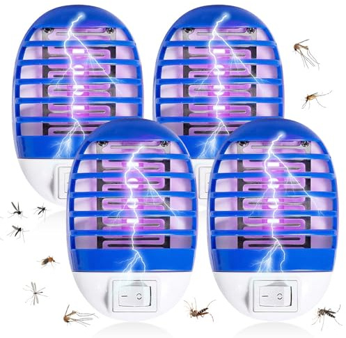 Insektenvernichter Elektrisch, 4 Stück Mückenlampe, UV-Insektenfalle Fliegenfalle, Elektrisch Insekten Mückenfalle, Steckdose Mückenvernichtungslampe für Fliegen, Mücken, Motten
