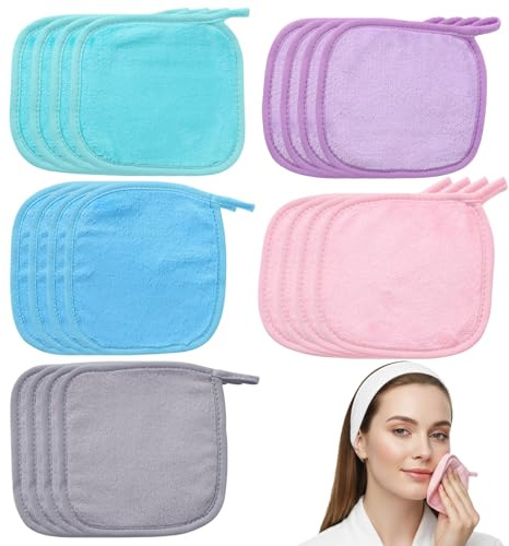 20 Stück Abschminktücher Waschbar,Mikrofaser Waschlappen 16 X 16 cm, Waschlappen Gesicht Gesichtstücher, für Daily Travel Cosmetic