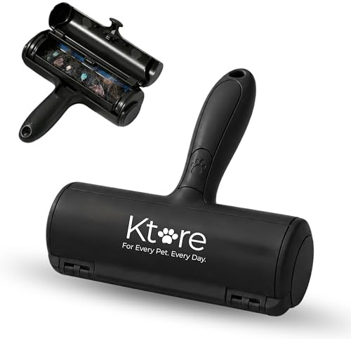 Ktore Pet Hair Remover Roller for Dogs & Cats – Reusable Lint Roller & Self-Cleaning Dog Cat Hair Removal for Furniture, Sofa, Carpet & Clothes – Black