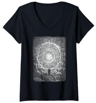 Women's Gustave Doré - Celestial Rose Empyrean Circle of Angels 1861 V-Neck T-Shirt
