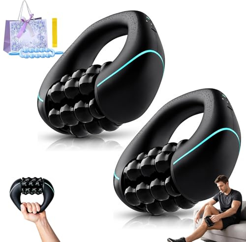 Massageroller Elektrisch，3 Intensitätsstufen Handmassagegerät Mit Rollen，24 Massageknöpfe USB Aufladbar Faszienrolle Elektrisch Für Rücken, Schulter Und Nacken (2PC)