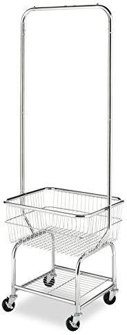 Whitmor Commercial Rolling Laundry Butler with Wire Storage Rack