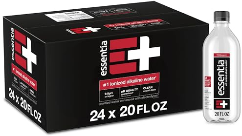 Essentia Water LLC, Ionized Alkaline Bottled Water; 99.9% Pure, Infused with Electrolytes, 9.5 pH or Higher a Clean, Smooth Taste, 20 Fl Oz (Pack of 24)