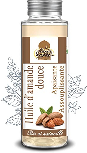Huile D'amande Douce Bio & Pure - Assouplit et Nourrit la Peau Visage et Corps - 100ml