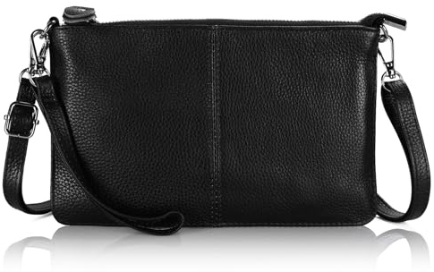 befen Black Women's Genuine Leather Wristlet Clutch Crossbody Phone Bags Wallet Purses and Handbags for Women with RFID Card Slots, Fit Phone 14 Pro Max