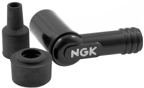 NGK Zündkerzenstecker - LB05E - 708.52.10 - Passend für Kawasaki, Yamaha - Nickel, 14 mm, 5 kΩ, 90 Grad, Schwarz, 1 Stück