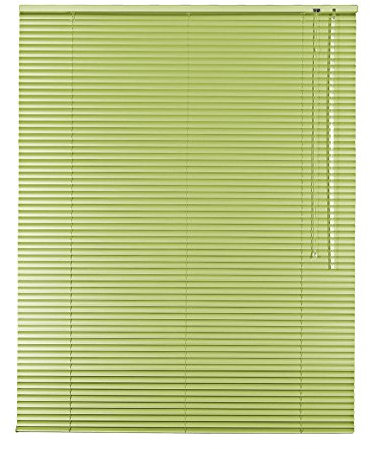 Hochwertige Klemmfix Aluminium Jalousie Rollo Alu Jalousette 125 x 110 cm / 125x110 cm in Farbe limone/apfelgrün inkl. 2 Stück Klemmträger/Klemmhalter Träger - Bedienseite rechts // Fensterjalousie Klemmjalousie Easy&Fix montiert