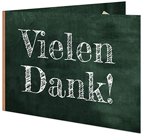 5 Danksagungskarten für die Einschulung mit passenden Umschlägen, Dankeskarten nach der Einschulung im Set zu 5 Stk. Tafel Grün