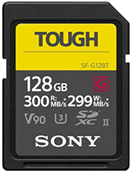 Sony SF-G Series TOUGH 128GB SDXC UHS-II Memory Card – V90 High Speed (Up to 300MB/s Read & 299MB/s Write) – Professional 4K/8K Video & Burst Shooting – SFG128T.SYM
