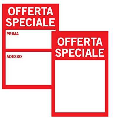 Cartellini segnaprezzi sconti mod. OFFERTA SPECIALE 6x9cm - Fino a 100 targhette segna prezzo Offerta speciale o Saldi (100)